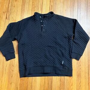 Eddie Bauer Sweatshirt Mens Medium Gray Quilted Quarter Snap Mock Neck